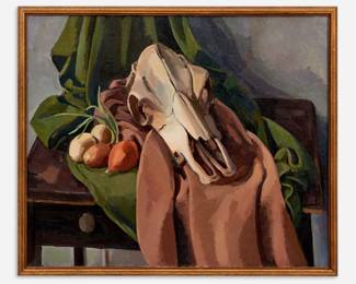 56.  Marleen Gold Oil Still Life with Cow Skull (ca. 1970s)