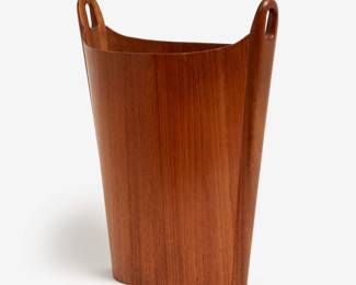 83.  Einar Barnes for P.S. Heggen Norway Teak Waste Bin (1960s)