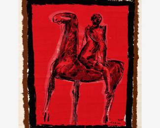 236.  Marino Marini (after) "Le Chevalier" Serigraph on Canvas (1955)
