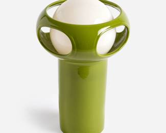 128.  Space Age Green Ceramic Lamp, Manner of Colani (ca. 1960)