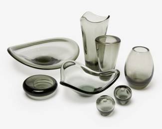 126.  Per Lutken for Holmegaard, 8 Glass Articles (1956-62)