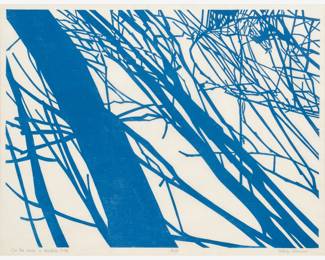 100.  Sabra Field "On the Snow a Shadow Tree" Color Woodcut