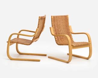 105.  Alvar Aalto for Artek Pair of 406 "Pension" Chairs (1946/ca. 1980s)
