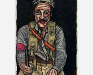 172.  Tilly Woodward Portrait of a Soldier (1983 Charcoal and Pastel)