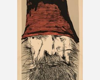 198.  Leonard Baskin "Ahab with a Hat" (1970 Color Litho)