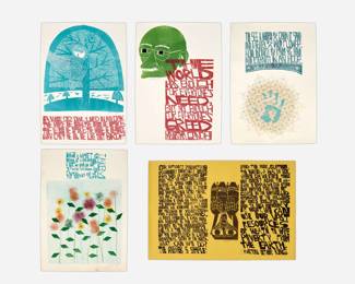 142.  Paul Peter Piech, Group of 5 Linocuts (1978-90)