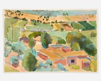 153.  Marleen Gold New Mexican Vista (1985 Watercolor)