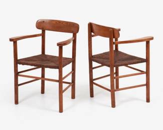 193.  Pair of Borge Mogensen Style Armchairs (ca. 1940s-50s)