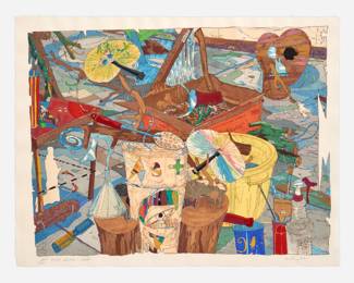 79.  William Wiley "Eerie Grotto? Okini" (1982 Color Woodcut)