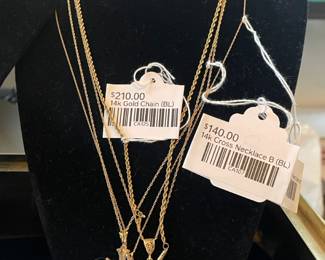 10K & Blue Stone Necklace 14k Gold Chain