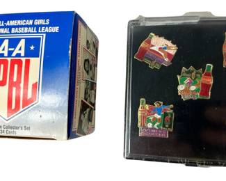 Coca-Cola Atlanta 1996 Olympics Pins Sealed Box + AAGPBL All American Girls Professional Baseball Le