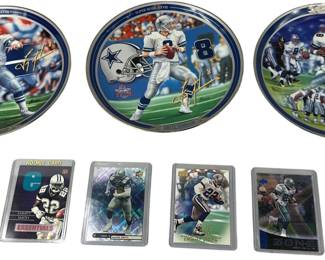 Dallas Cowboys: Troy Aikman 3 Collector Plates Bradford Exchange + Cards