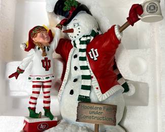 IU Indiana University: Snowman Little Girl Beer Mug Christmas Figure Decoration in Original Box