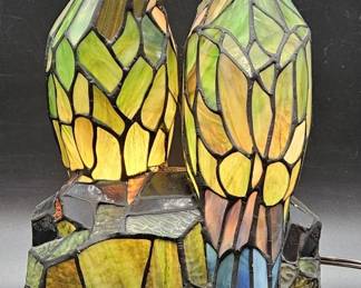 Stained Glass Tiffany Style Love Birds Lamp