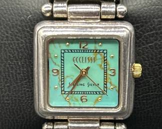 Ecclissi Women’s Watch, Sterling Silver Case on Leather Band