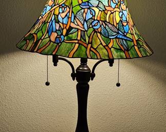 Tiffany Style Stained Glass Birds of Paradise Lamp