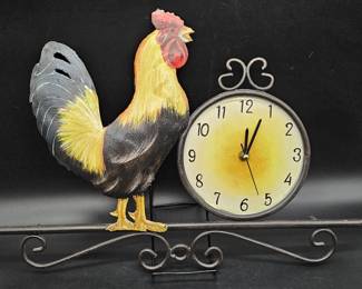 Farmhouse Decor Cast Metal Rooster Clock