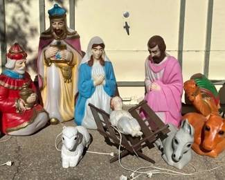 2 Blowmold Nativity Set