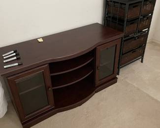 Cabinet with glass doors plus CD/game storage chest