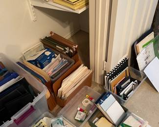 wide and narrow ruled tablets, graph paper tablets, tape, glue sticks. (Day Timer) specialty planner insert paper.