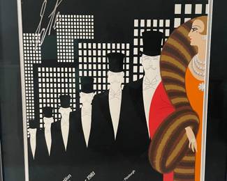 Artist Erte's framed commemorative  poster  forArtist's 89th birthday, Circle Gallery, Pittburgh