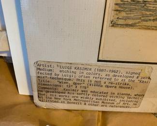 Vienna Opera House Etching on Paper by  Luigi Kasimir