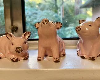Set of 3 Ceramic Pig Sculptures
