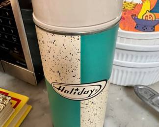  Mid-Century Green/Beige Holiday King Seeley Thermos