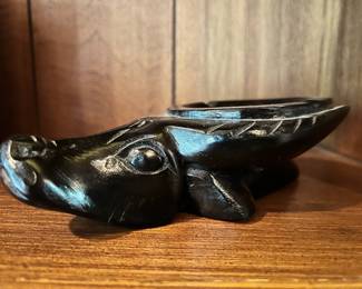 Carved Wooden Ram Head Ashtray