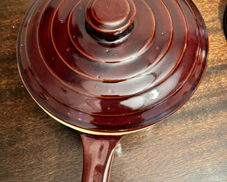 Brown Glaze Stoneware USA Casserole Bean Pot 