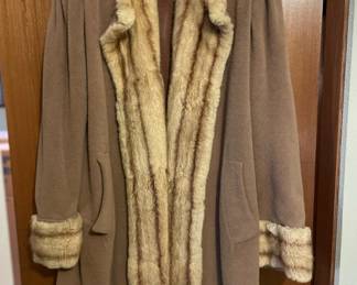 Fur Lined Brown Wool Coat