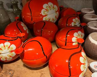 Set of 9 Mid Century Modern Mancioli Balloon Canisters