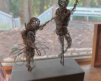 Brutalist Wire Statue of Dancers