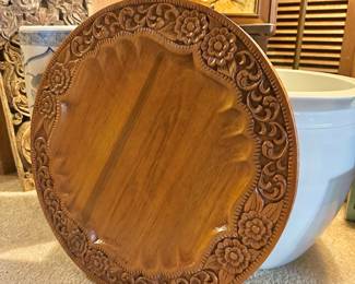 1970's Hand Carved Wood Serving Board/Charcuterie Plate