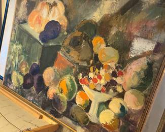 Abstract Still Life Oil Painting of Fruit Arrangement by Arun