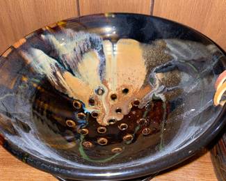 Glazed Ceramic Berry Strainer Bowl