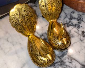 Two Gold/Black Burmese Lacquerware Peacock Boxes