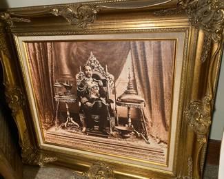 Photograph of Thai King Chulalongkorn in Ornate Gold Tone Frame
