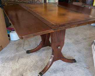 Mahogany Dropleaf Coffee Table/Server Table with Leather Top