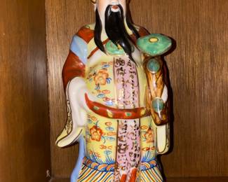 Porcelain wit Gold Accents Chinese General Kwan Figurine