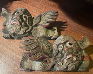 Pair of Thai Lion Corbels