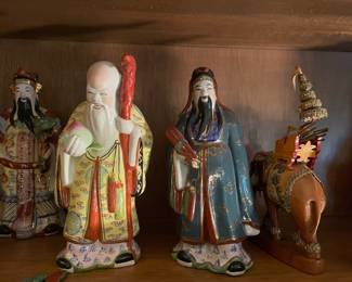Chinese Porcelain Set of 3 Wise Men - Fuk, Luk, Sau