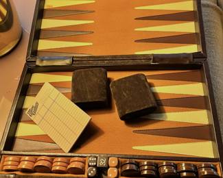 Mid-Century Modern Travel Backgammon Game Set in Case