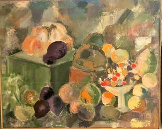 Abstract Still Life Oil Painting of Fruit Arrangement by Arun