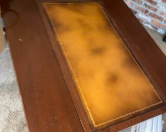 Mahogany Dropleaf Coffee Table/Server Table with Leather Top