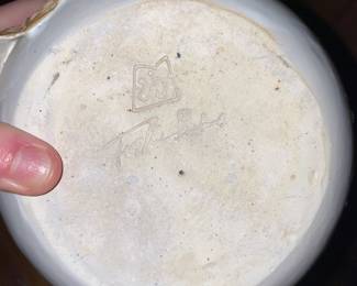 Blue/Orange Pottery Vase with Pumpkin Design