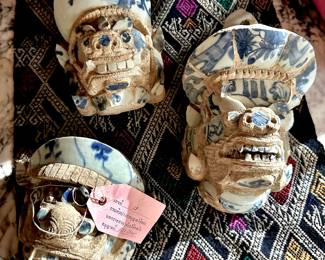 3 Thai Mosaic Pottery Sculpture of Foo Dog