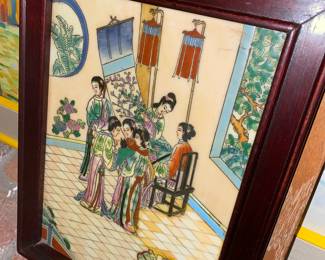 Framed Japanese Porcelain Painting