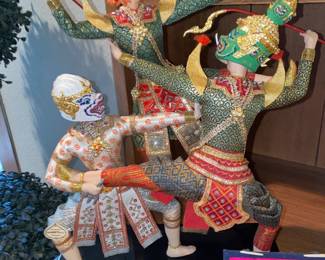 Thai Classical Dolls - A Battle Between Thosaganth & Hanuman, Thai Siam Dancing Doll