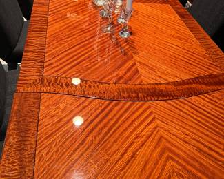 Extendable dining room table and candlesticks 